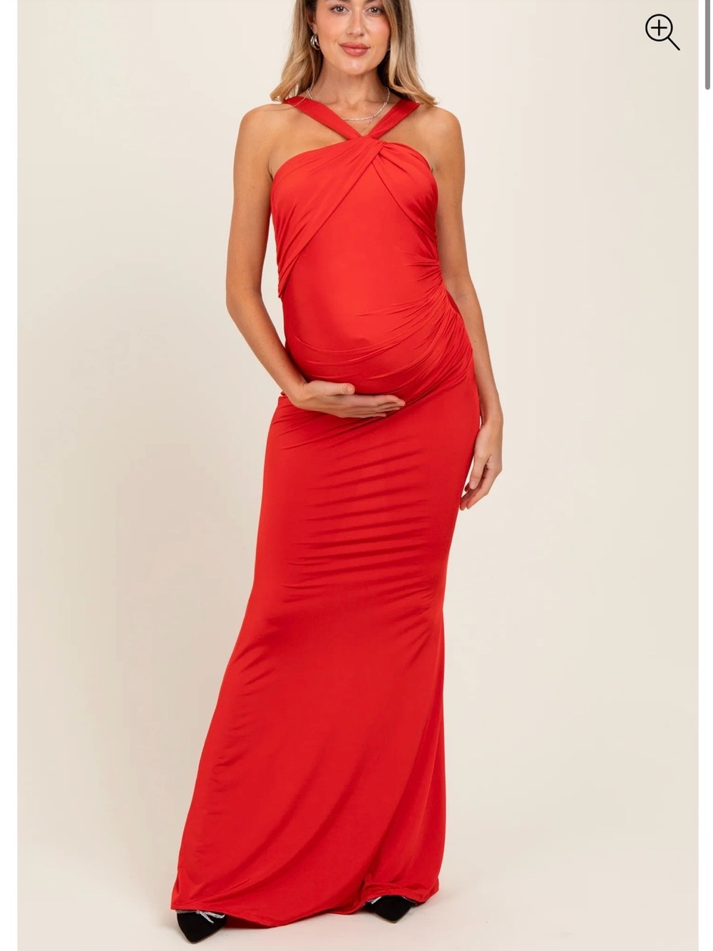 Pinkblush Red Twist-Halter Maternity Maxi Dress